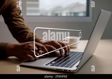 search on internet businessman using Searching Browsing Internet internet of things (IoT) on Searching Browsing Internet Data research Stock Photo