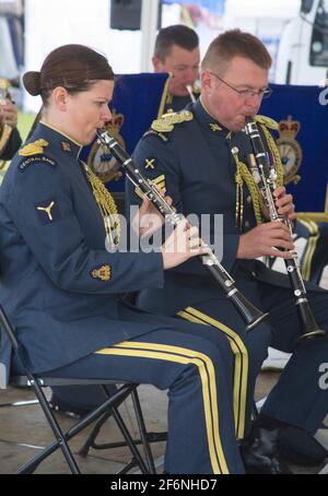 central band of the Royal Air Force playing at the south of England show Stock Photo
