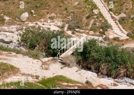 The Kidron Stream flows from Jerusalem to the Dead Sea. the flow in this stream consists mainly of sewerage and waste water from Jerusalem and neighbo Stock Photo