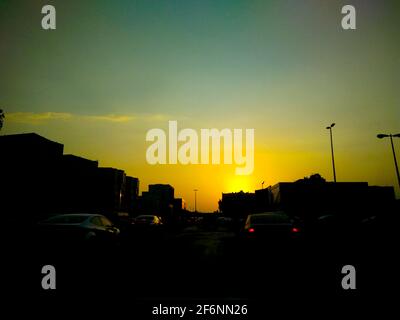 sunset  with jeddah landscapes Stock Photo