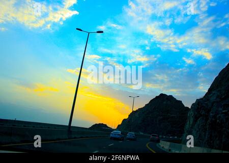 sunset  with jeddah landscapes Stock Photo