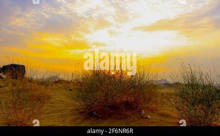 sunset  with jeddah landscapes Stock Photo