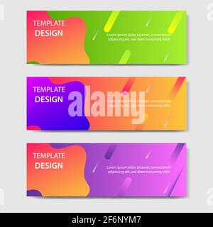 Vibrant gradient and futuristic background template for headline and header banner with wave or fluid shape and geometric element. Suitable for social Stock Vector