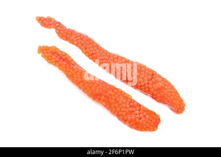 Fish red caviar on white background, isolated. Stock Photo