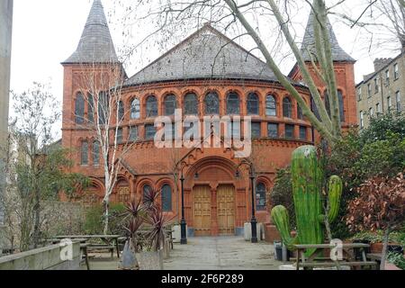 Front view of The Tabernacle in Powis Square, Notting Hill, London. Originally a church but now a a cultural arts and entertainment venue. Stock Photo