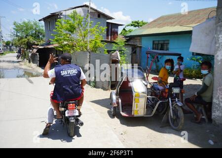 San Fernando, Philippines. 01st Apr, 2021. (4/1/2021) Barangay officials of Cutud, Pampanga roving around to implement strict quarantine and lockdown rules of no people doing self-flagellantion during the lenten week. Cutud is known as the 'crucifixion capital of the Philippines.' (Photo by Sherbien Dacalanio/Pacific Press/Sipa USA) Credit: Sipa USA/Alamy Live News Stock Photo