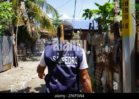 San Fernando, Philippines. 01st Apr, 2021. (4/1/2021) Barangay officials of Cutud, Pampanga roving around to implement strict quarantine and lockdown rules of no people doing self-flagellantion during the lenten week. Cutud is known as the 'crucifixion capital of the Philippines.' (Photo by Sherbien Dacalanio/Pacific Press/Sipa USA) Credit: Sipa USA/Alamy Live News Stock Photo