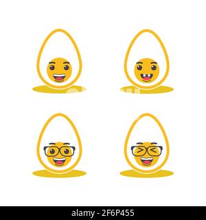 set of egg with smile faces vector image Stock Vector