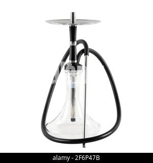 A simple hookah on an isolated white background. Empty transparent flask. Stock Photo