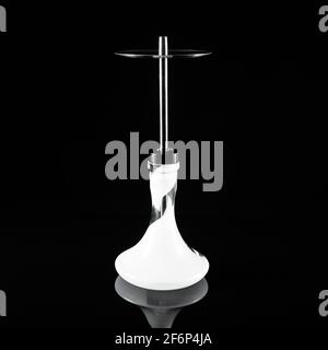 White hookah on a black mirror background. Stock Photo