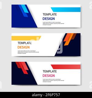 paper cut horizontal geometric business banners in blue, orange, red in white background. Suitable for for web, banner, header, print flyers. Vector d Stock Vector