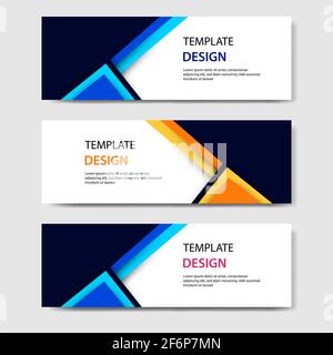 paper cut horizontal geometric business banners in blue, orange, red in white background. Suitable for for web, banner, header, print flyers. Vector d Stock Vector