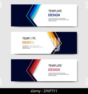 paper cut horizontal geometric business banners in blue, orange, red in white background. Suitable for for web, banner, header, print flyers. Vector d Stock Vector