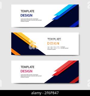 paper cut horizontal geometric business banners in blue, orange, red in white background. Suitable for for web, banner, header, print flyers. Vector d Stock Vector