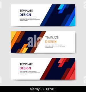 paper cut horizontal geometric business banners in blue, orange, red in white background. Suitable for for web, banner, header, print flyers. Vector d Stock Vector