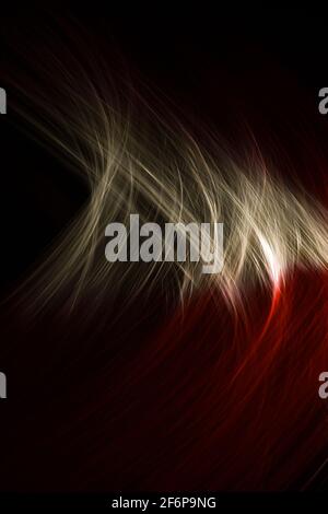 thin rounded red and white light lines on a black background Stock Photo
