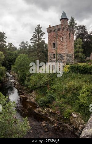 River flowing through Glentanar, Deeside, Scotland Stock Photo