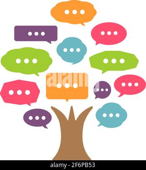 cartoon speech bubbles tree vector illustration ( forum, Social network ) Stock Vector