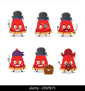 Cartoon character of slice of chicago with various pirates emoticons. Vector illustration Stock Vector