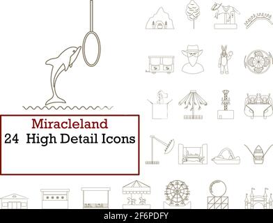 Miracleland Icon Set. Thin Editable Stroke Line Without Filling Design. Vector Illustration. Stock Vector