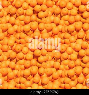 Pattern made from bunch of oranges. Top view, flat design. Healthy food. Stock Photo