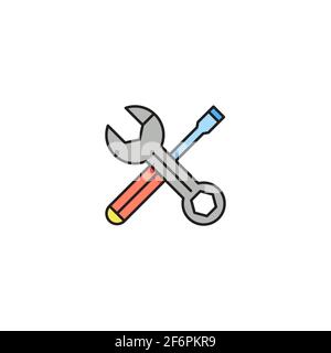 Screwdriver and wrench tools icon isolated background. Service tool symbol. Vector Illustration Stock Vector