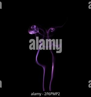 Beautiful swirls of purple smoke on a black background Stock Photo