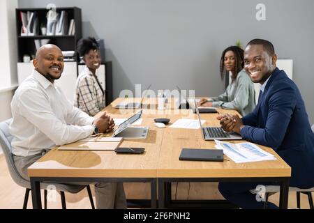 African American People Group Or Team Smiling Stock Photo