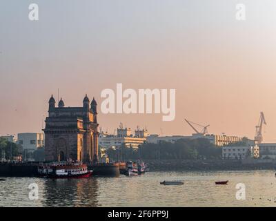 Mumbai, India - March 7, 2021 : The Gateway of India is an arch-monument built in the early twentieth century in the city of Mumbai, the most visited Stock Photo