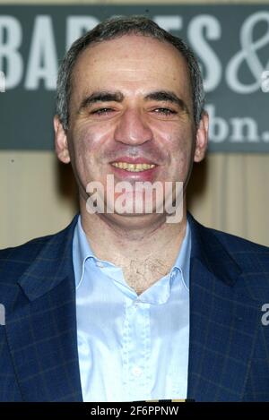 Garry Kasparov signs copies of his new book 'How Life Imitates Chess' at Barnes & Noble in New York on October 18, 2007.  (Photo by Laura Cavanaugh/Sipa USA). Stock Photo