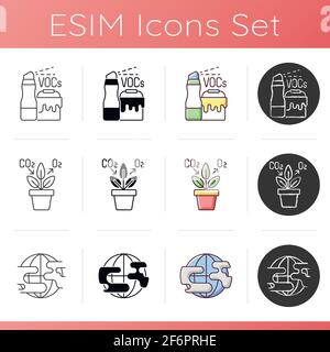Air pollution icons set Stock Vector