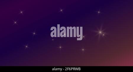 Purple, violet, amethyst, Gradient colorful bright background with stars flare glare lights. Vector illustration horizontal format Stock Vector