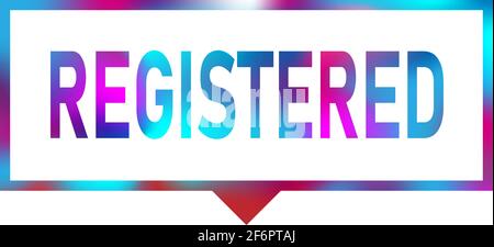 neon color vector banner registered on white Stock Vector