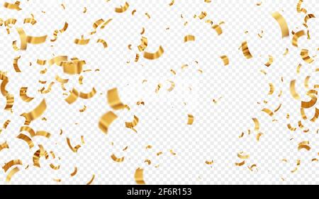 Vector illustration defocused gold confetti isolated on a transparent background. Stock Vector