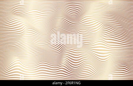 Distorted wave monochrome texture. Abstract dynamical rippled surface. Vector stripe deformation background. Stock Vector