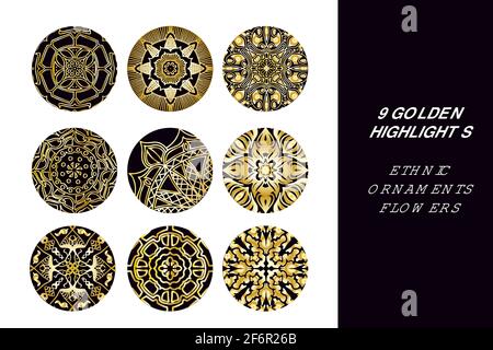 Social media hand drawn floral stories highlights. vector illustration icon Stock Vector