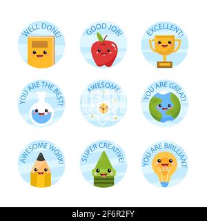 Set of Good Job and Great Job Stickers Vector Illustration. Stock Vector -  Illustration of praise, lettering: 214981041