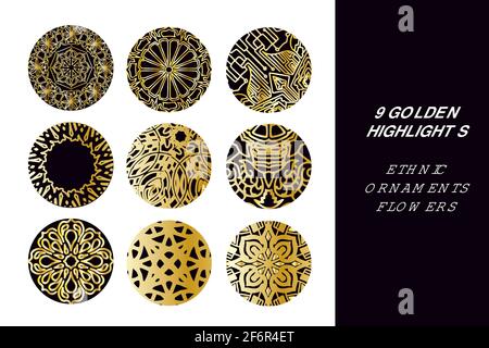 Social media hand drawn floral stories highlights.  Stock Vector