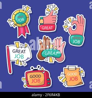 Free Vector  Set of hand drawn good job stickers