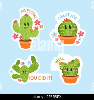 Set of great job and good job stickers Vector illustration. Stock Vector