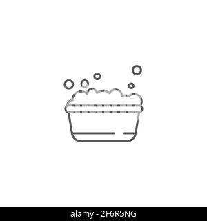 plastic basin with soap suds icon isolated background. Bowl with water. Washing clothes, cleaning equipment. Vector Illustration Stock Vector