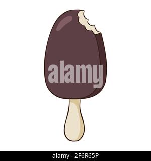 Line drawing brown icecream icon in flat style. Vector doodle illustration design Stock Vector