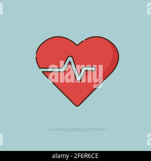 Heart Electrocardiogram vector icon line. Stock Vector