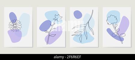 Various Leaves and Flowers, abstract shapes. Stock Vector