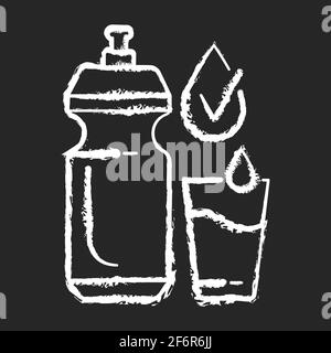 Drinking enough water chalk white icon on black background Stock Vector