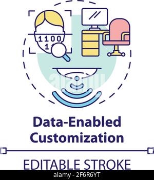 Data-enabled customization concept icon Stock Vector