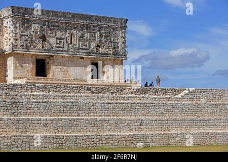 The casa de tortugas, house of the turtle at the Maya ruins of Uxmal, Yucatán, Mexico. Stock Photo