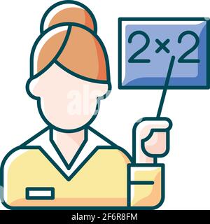 Pink collar worker RGB color icon Stock Vector