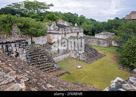 Maya ruins at Ekʼ Balam, Yucatec Maya archaeological site within the municipality of Temozón near Valladolid, Yucatán, Mexico Stock Photo