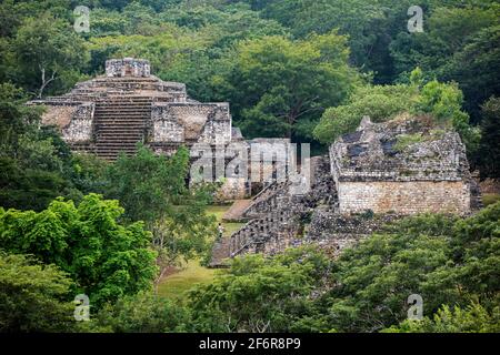 Maya ruins at Ekʼ Balam, Yucatec Maya archaeological site within the municipality of Temozón near Valladolid, Yucatán, Mexico Stock Photo